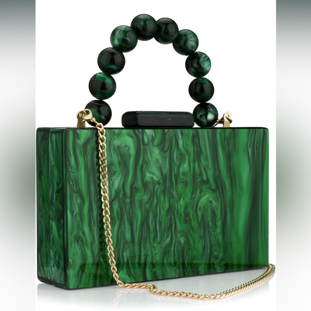 Marble Green Acrylic Clutch / Shoulder Bag